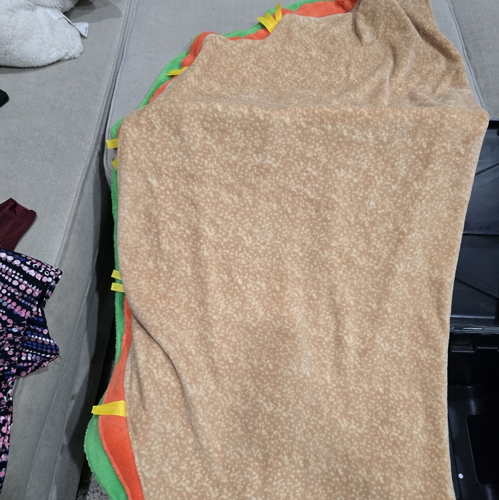 Cozy Tan Fleece Blanket with Colorful Trim